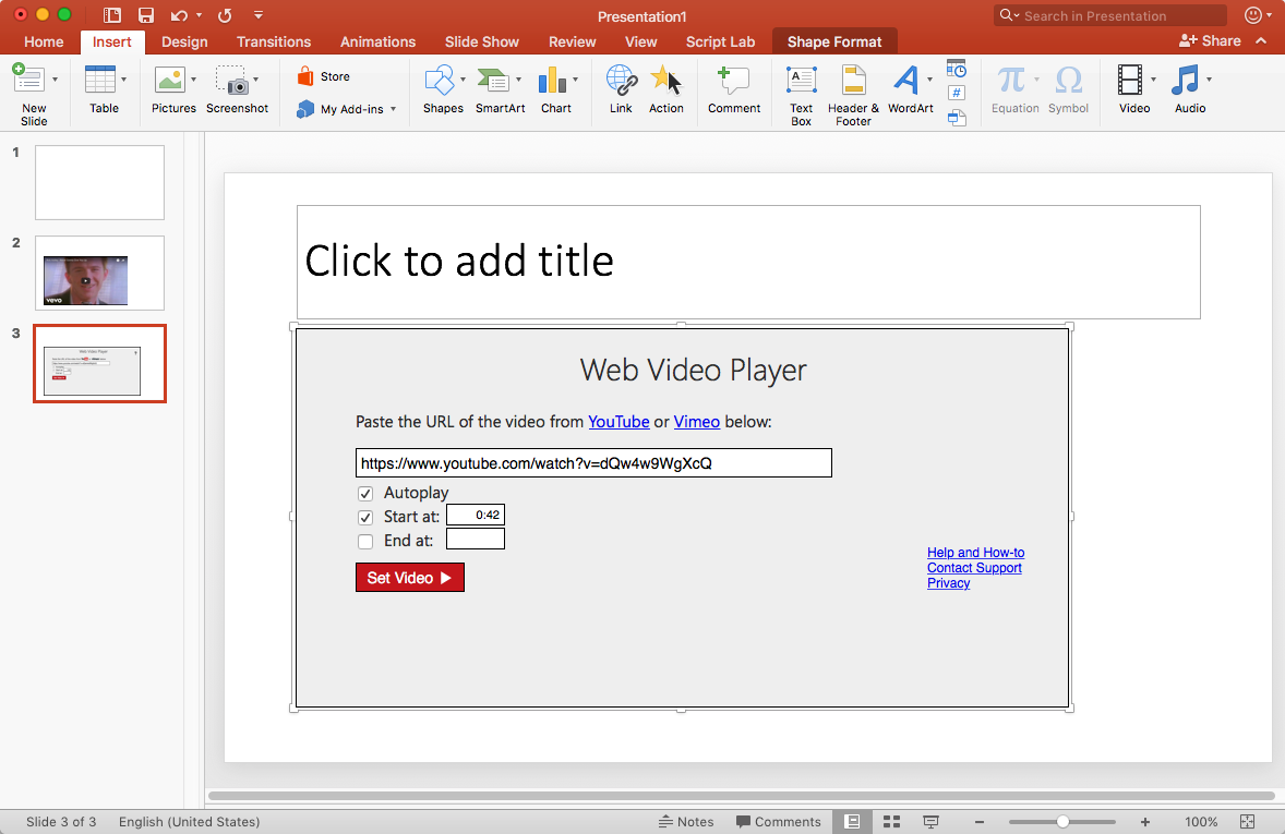 insert a youtube video into powerpoint for mac 2011